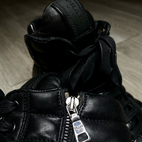 PRADA Levitate Black Quilted Leather High-Top Men’s Sneakers - Picture 13 of 17